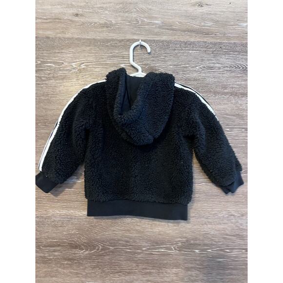 Adidas Baby Black Sherpa Jacket 9-12 Months Hoodie Zipper - Picture 6 of 6